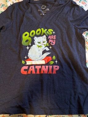 Out of Print Navy Cat 'Books Are My Catnip' Graphic Tee
